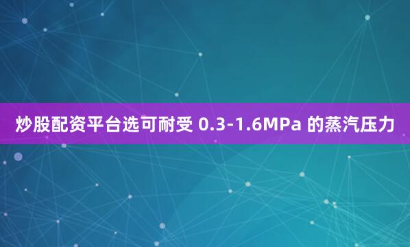 炒股配资平台选可耐受 0.3-1.6MPa 的蒸汽压力